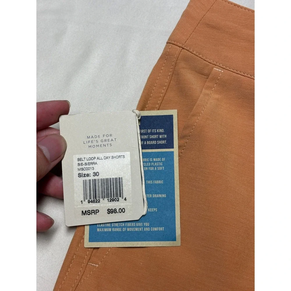 NWT Faherty All Day Shorts Mens 30X7 Sierra Orange MSC0013